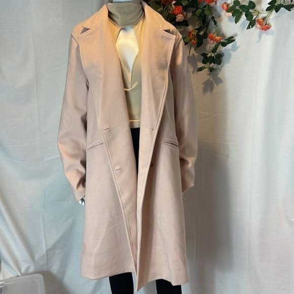 Plus Size Notch Lapel Double-Breasted Light‎ Pink Coat Size XXL - Picture 2 of 8
